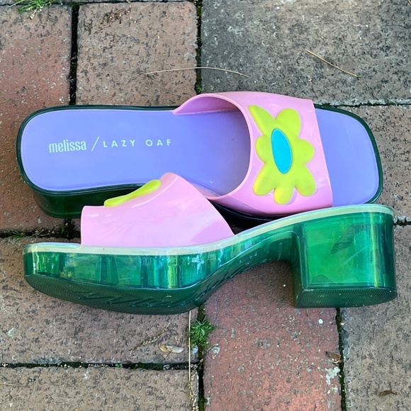 Lazy Oaf x Melissa Shape Heel Jelly Sandals in Pink - Picture 4 of 8